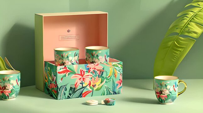 Tea Box with Cup Packaging Brand Promotion