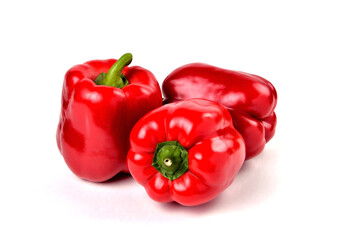 Red bell pepper natural on white background, close-up