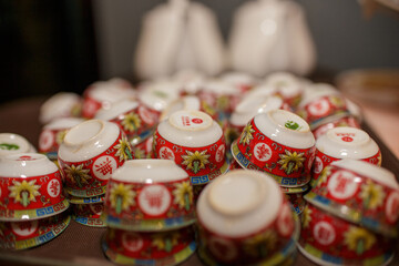 A Stack of Traditional Chinese Teacups