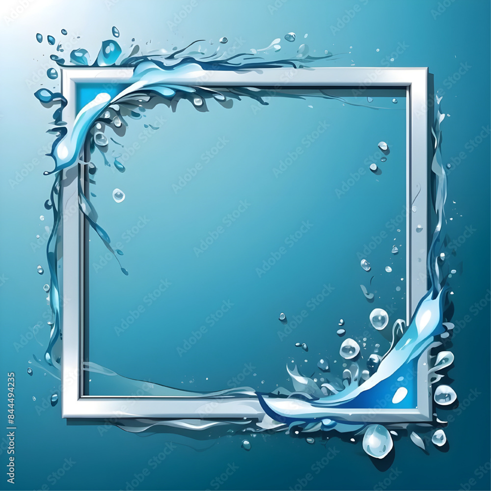 Wall mural water frame on blue background, vector ready for design 