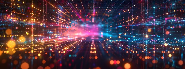 Obraz premium Captivating digital matrix background filled Colorful, glowing, and abstract