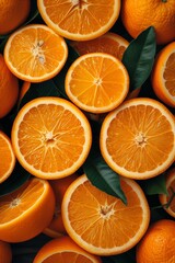 Pile of fresh cut oranges.