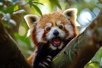 Fototapeta premium red panda in zoo