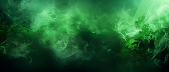 Steam, fog, vapor, smoke in shades of green on an interesting graphic composition.