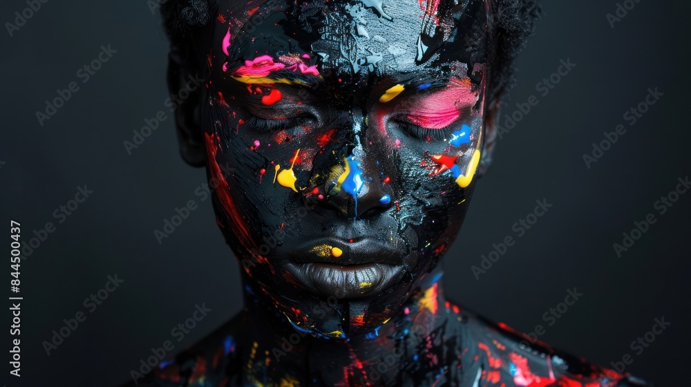 Poster illustrate the complexity of human emotion with a dynamic stock photo featuring a portrait of a youn