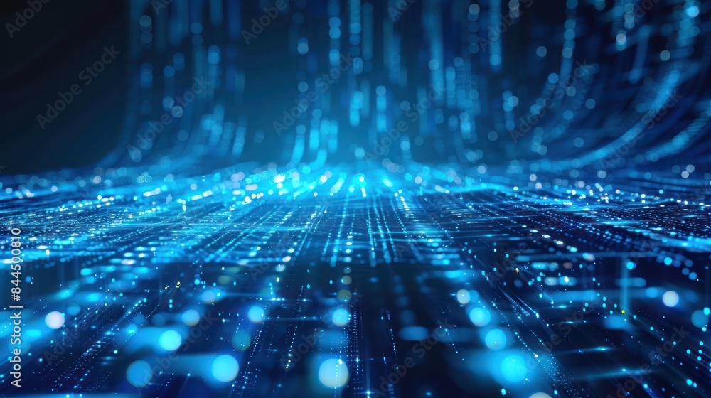 Poster illustrate the concept of digital transformation with a image featuring a blue technology background