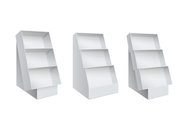 Promotion counter, Retail Trade Stand Isolated on the white background. MockUp Template For Your Design. Vector illustration.