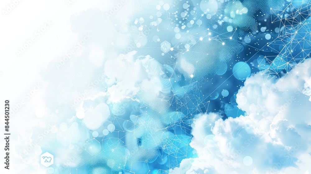 Poster abstract artificial intelligence with cloud computing icons, machine learning graphics, and futurist