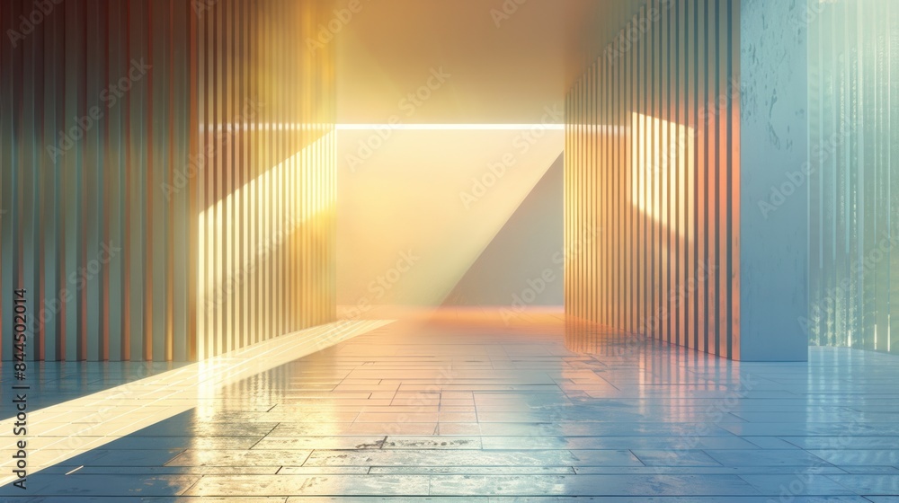 Poster abstract scenario in contemporary minimal style, 3d computer generated image