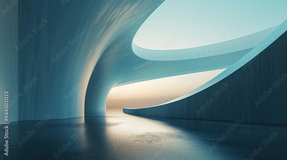 Poster abstract scenario in contemporary minimal style, 3d computer generated image
