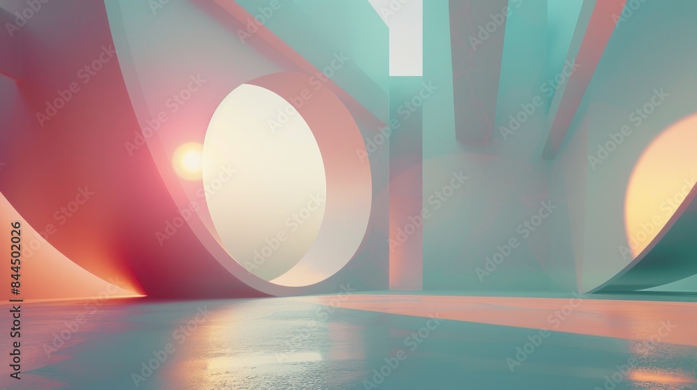 Poster Abstract scenario in contemporary minimal style, 3d computer generated image