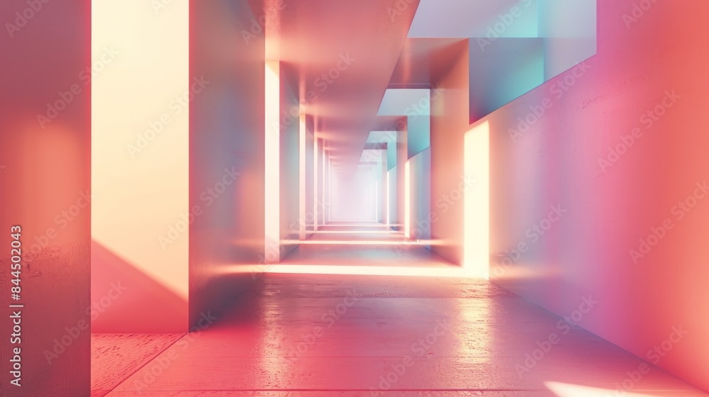 Poster abstract scenario in contemporary minimal style, 3d computer generated image