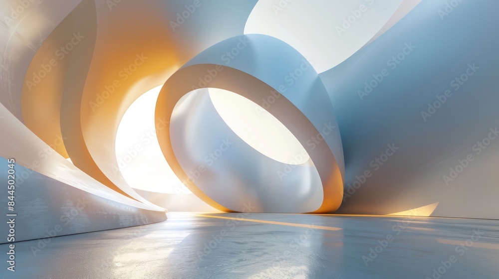 Poster abstract scenario in contemporary minimal style, 3d computer generated image