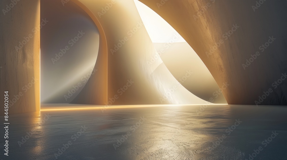 Poster abstract scenario in contemporary minimal style, 3d computer generated image