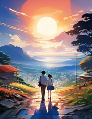 character illustrations of a married couple in anime and cartoon style.