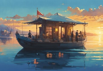 character illustrations of a married couple in anime and cartoon style.