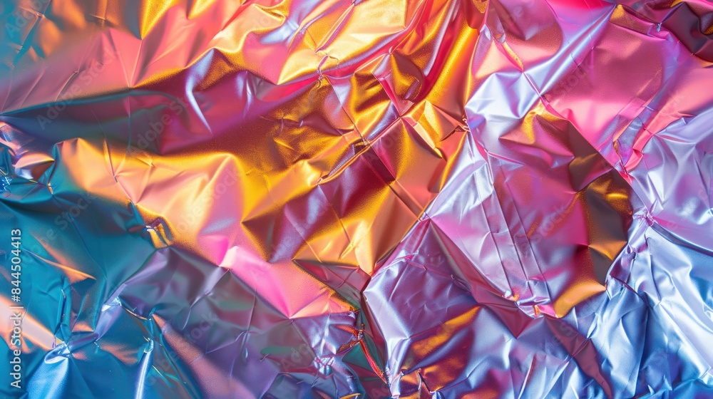 Poster produce a captivating image showcasing the versatility of a multicolored silver foil texture as a co