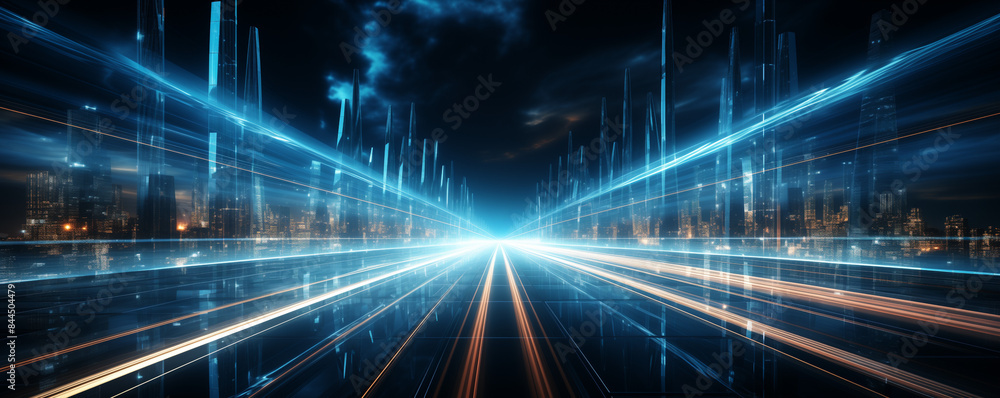 Poster abstract wave particle technology background design, big data communication technology science and t