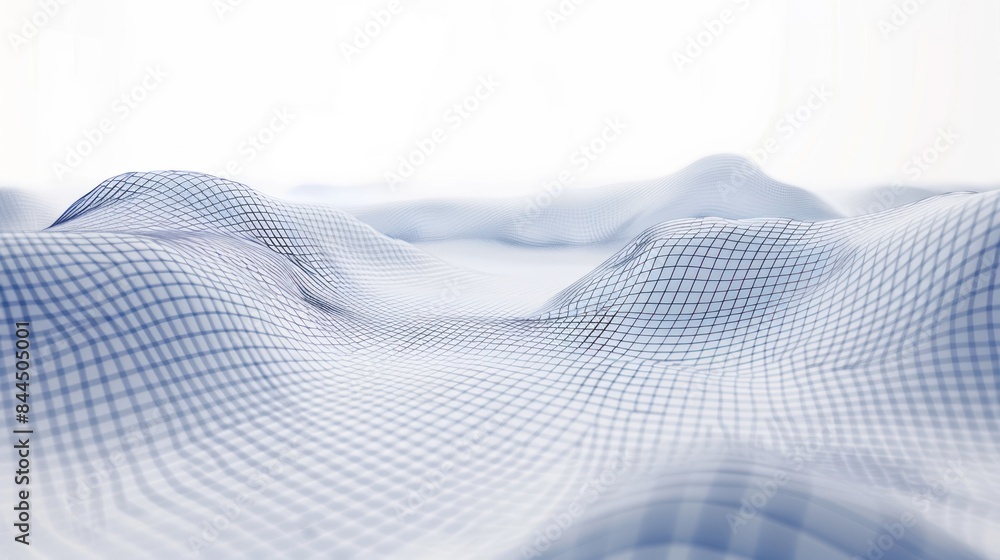 Poster produce a mesmerizing image of an abstract wireframe landscape intricately intertwined with a perspe