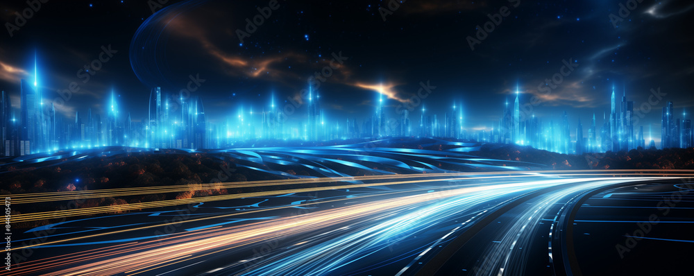 Poster abstract wave particle technology background design, big data communication technology science and t