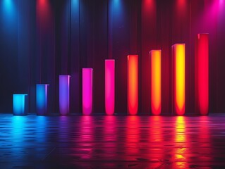 Yearly Growth Comparison Bar Graph A bar graph comparing yearly growth with illuminated bars for better visual distinction