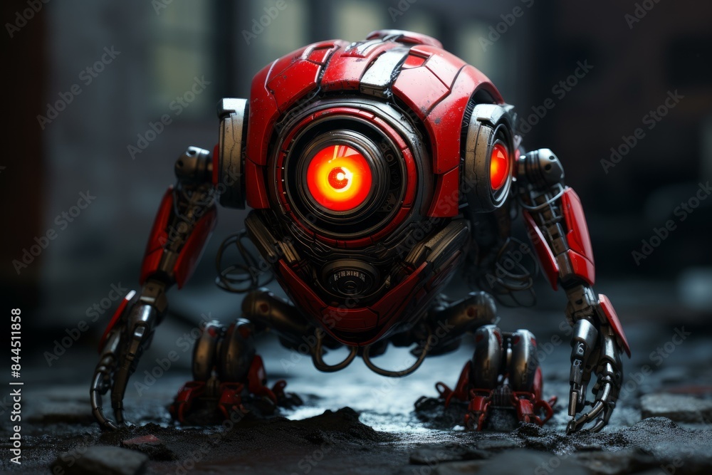 Poster streamlined robot face. science ai model. generate ai