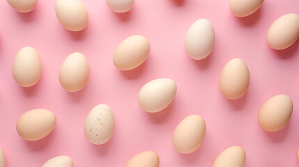 White and orange eggs on bright one colored background