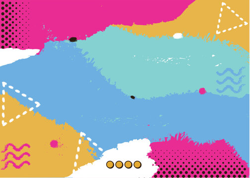 Aesthetic background with a 1900s theme featuring blue,pink,purple, lime green,and yellow colors