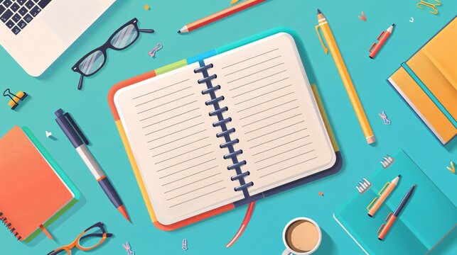 A charming cartoon-themed notebook, complete with a customizable area for entering text and expressing creativit, Generative AI