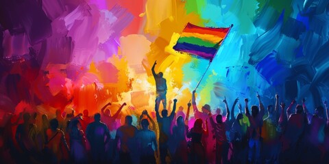 Festive LGBT Pride Parade under Vibrant Lights