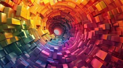 Digital generated image of abstract swirl pattern made out of multi colored cubic sticks.3D