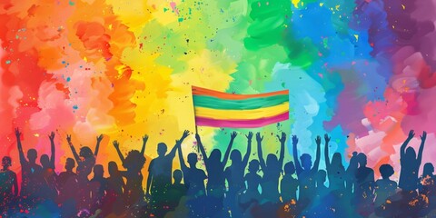 Festive LGBT Pride Parade under Vibrant Lights