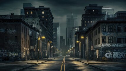 Moody monochrome view of Cortlandt Alley by night