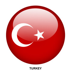 TURKEY flag button on white background