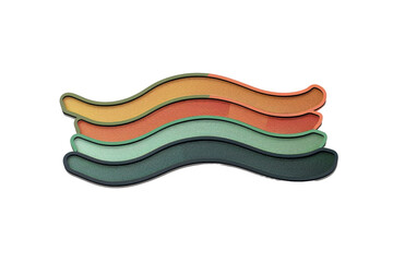 Obraz premium Colorful wavy objects on transparent background. artistic abstract shapes, modern design elements, vibrant hues, creative decoration.