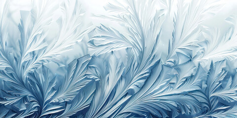 Fototapeta premium Frosted Elegance: Close-Up of Delicate Frost Texture on Glass