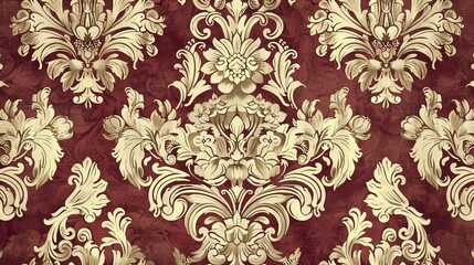 Seamless Vintage Damask Pattern Wallpaper with Ornate Floral Design