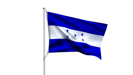 Waving flag of honduras isolated on transparent background.