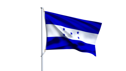 Waving flag of honduras isolated on transparent background.