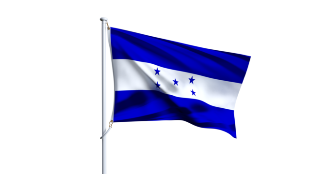 Waving flag of honduras isolated on transparent background.