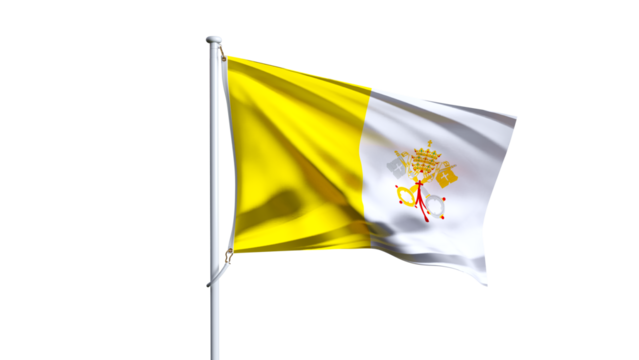 Waving flag of holy see isolated on transparent background.