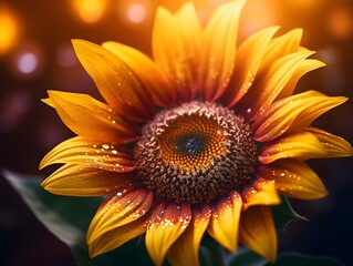 Beautiful sunflowers on a dark background close-up.