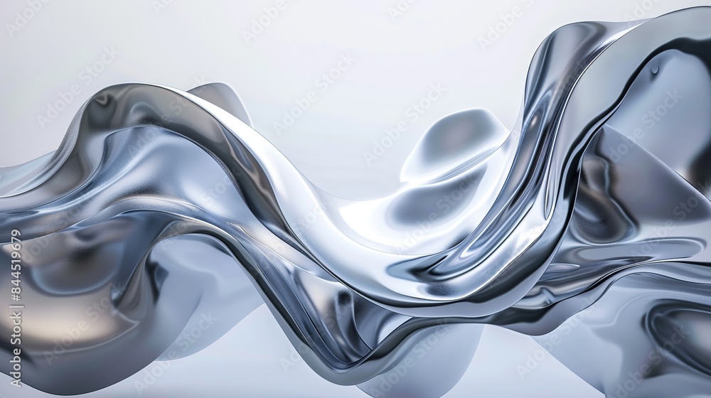 Wall mural A 3D abstract fluid form, changing shapes seamlessly in a continuous flow