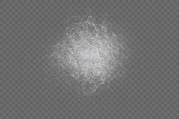 Christmas glowing bokeh confetti light and glitter texture overlay for your design. Frosting effect sugar png, salt and flour for baking, with powder white and isolated on transparent background.