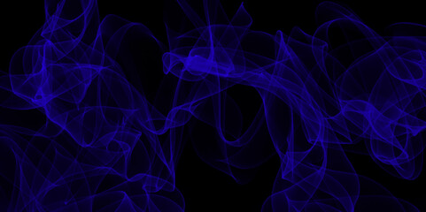 Blue toxic fumes movement on a black background. Technology big data illustration. Music or sound equalizer visualization. Artificial intelligence concept. Network visualization.