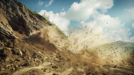 Landslide The movement of soil from a hill or mountain.