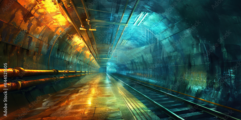 Wall mural metro mirage: illusions and perspectives in captivating subway station backdrops