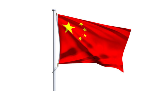 Waving flag of china isolated on transparent background.