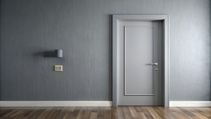 Minimalist gray door in a modern hallway.