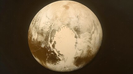   A brown and white object on black with a white center in the foreground of the photo